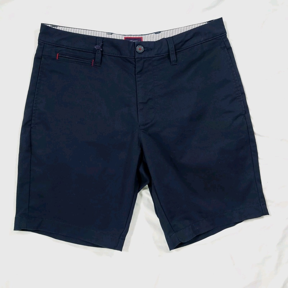 Untuckit Chino Shorts Mens 32 Navy St Vincent Cotton Golf Stretch 9" Inseam